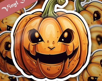 Holografische pompoenstickers voor Halloween | Plannerstickers | Plakboekstickers | Tijdschriftstickers | Leuke vinylstickers | Herfstseizoen | Spookachtig