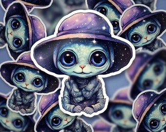 Autocollant extraterrestre aquarelle mignon | #138