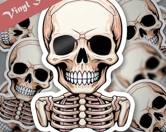 Halloween holografische skeletsticker | Plannerstickers | Plakboekstickers | Tijdschriftstickers | Leuke vinylstickers | Herfstseizoen | Spookachtig