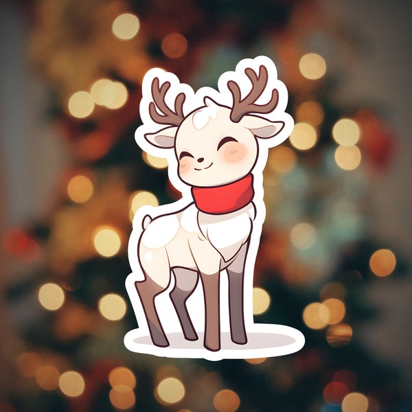 Cute Reindeer Christmas Sticker: Perfect for Journals, Decor & Gifts.