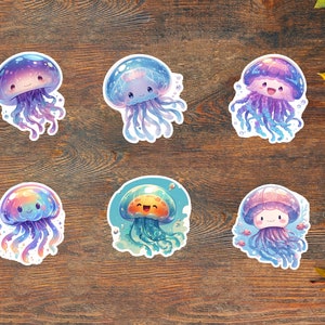 Cute Jellyfish Sticker Set: Embrace the Adorableness with 6 Kawaii Jellyfish Stickers - Perfect for Jellyfish Lovers and Animal Enthusiasts!