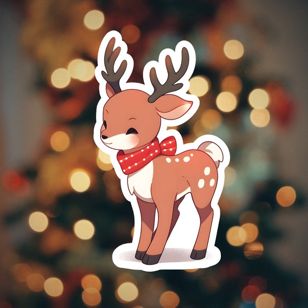Cute Reindeer Christmas Sticker: Perfect for Journals, Decor & Gifts.
