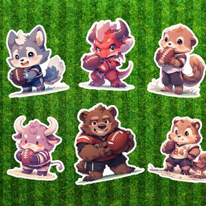 Simpatico pacchetto di adesivi per animali da calcio | Adesivi con animali sportivi illustrati per gli amanti del calcio