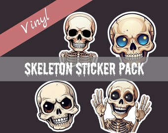 Halloween holografisch skeletstickerpakket | Plannerstickers | Plakboekstickers | Tijdschriftstickers | Leuke vinylstickers | Herfst seizoen