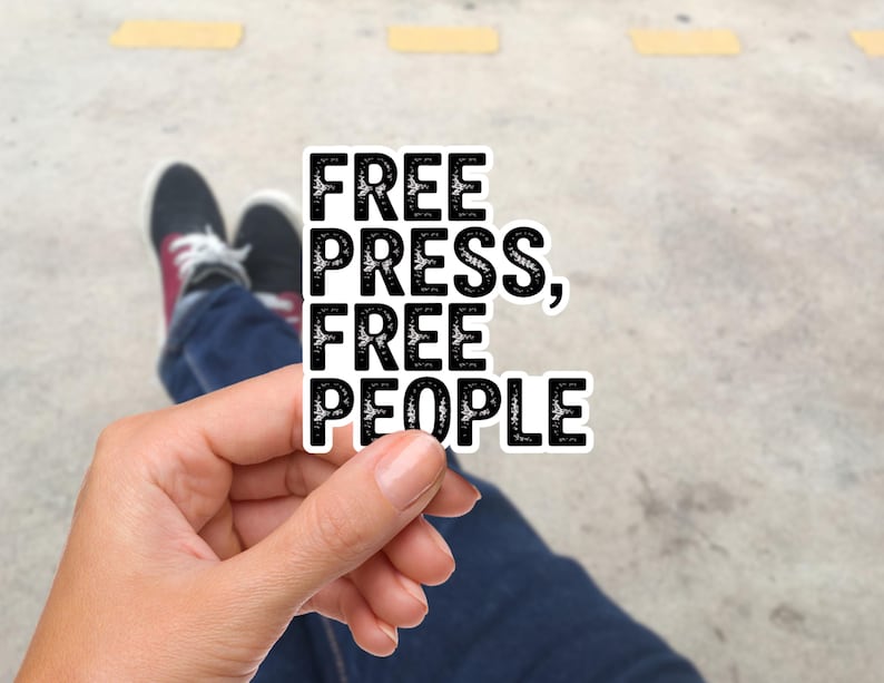 Free Press Free People Vinyl Sticker, Press Freedom First Amendment Decal, Waterproof Journalism Sticker for Laptop Car Bumper Water Bottle image 1