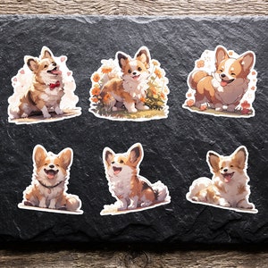 Cute Corgi Sticker Set - Aesthetic 6-Pack of Adorable Dog Breed Stickers, Perfect for Journals, Laptops, and More!