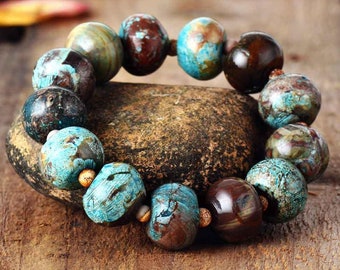 Angel of Abundance: Unique Mixed Color Agate Stone Bracelet - Embrace Grandeur with the Special Variety of Natural Jasper Stone