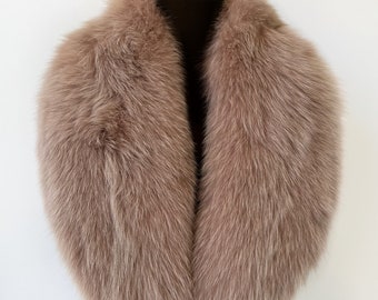 Detachable fox fur collar for coat, Real fox fur scarf collar in camel color, Winter fur accessory, Luxury fur gift for women, Fur collar