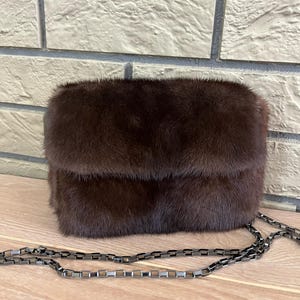 Braune Nerz Felltasche, Echte Nerz Kleine Clutch Tasche, Luxus Braune Kleine Tasche, Kleine Nerz Umhängetasche, Luxus Nerz Tasche