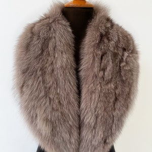 Col en fourrure de renard amovible de couleur marron cacao pour manteau, écharpe en fourrure de renard véritable, accessoire de fourrure d&#39;hiver de couleur marron, cadeau de luxe en fourrure pour femme,