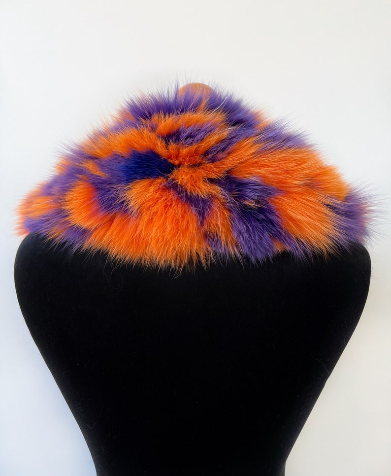 Luxury Detachable Orange Purple Fox Fur Collar For Winter Coat, Luxury Real Fur Multicolor Fox Fur Collar For Womens Mens Winter Coat Jacket zdjęcie 5