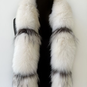 Luxury Fur Scarf, Blue Fox Fur Scarf, Genuine Fur Fox Scarf