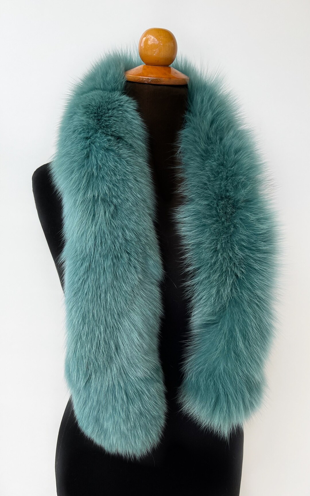 Fox Fur Hood Trim, Turquoise Fox Fur Trim Hood Stripe, Detachable ...