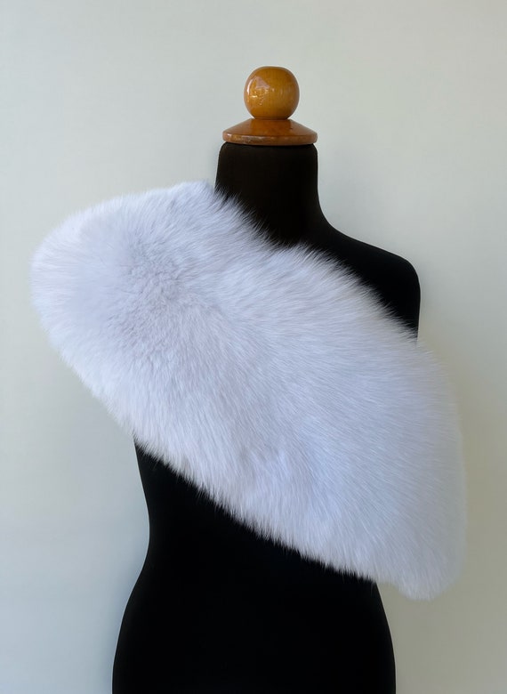 White Luxury Fox Fur Stole Bolero Collar Wedding Fur Stole Wedding Fur Bolero Wedding Fur Wrap Bridal Fox Fur Bolero Bridal Fur Stole