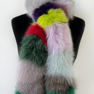 Multicolor Real Fox Fur Scarf, Luxury Fox Winter Fur Scarf, Fur Scarf For Winter Coat, Men&#39;s Multicolor Fur Scarf, Women&#39;s Luxury Fur Scarf