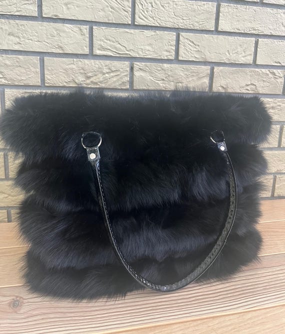 Handmade Luxury Black Real Fox Fur Shoulder Bag Handbag - Etsy Denmark