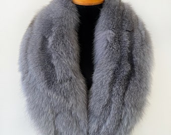 Gray fox fur collar, Luxury gray fur collar, Women's fur collar for coat in gray color, Real fur collar, Fox fur collar, Men's fur collar