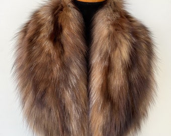 Crystal fox fur collar, Real fur collar, Luxury fur collar, Fur collar for coat, Mens fur collar, Fur stole, Crystal fox fur scarf,