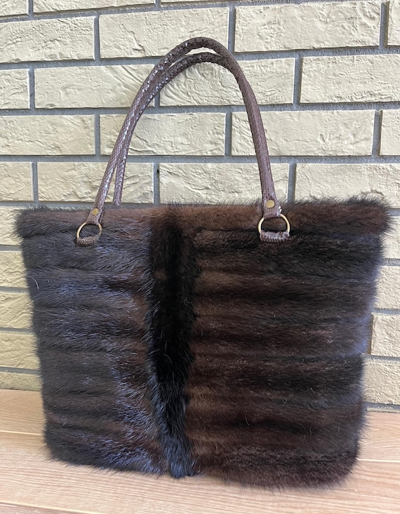 Borsa a tracolla in pelliccia di visone fatta a mano: borsa