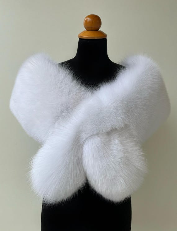 Handgefertigte Weißfuchs Stola Bolero: Braut-Wrap (162 cm)