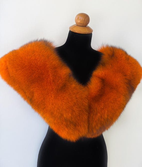 Orange Fuchspelz Stola Bolero: Handgefertigter Luxuskragen