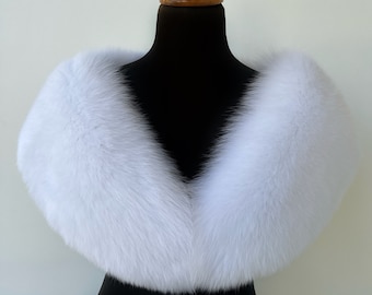 Weißer Luxus Fuchs Pelz Bolero Kragen, Hochzeit Pelz Stola, Hochzeit Pelz Bolero, Hochzeit Pelz Wrap, Braut Fuchs Pelz Bolero, Braut Pelz Stola