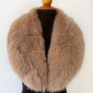 Cream color fox fur collar, Camel color fur collar, Women&#39;s fur collar for coat, Fur for jacket, Men&#39;s fur collar, Luxury fur scarf