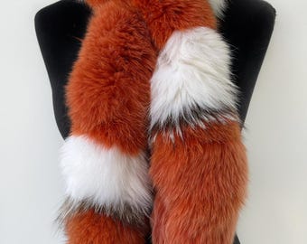 Orange Fox Fur Scarf, Real Fox Fur Scarf, Luxury Orange Fox Fur Scarf, Orange Fur For Coat, Fur Scarf For Orange Coat, Luxury Orange Fur