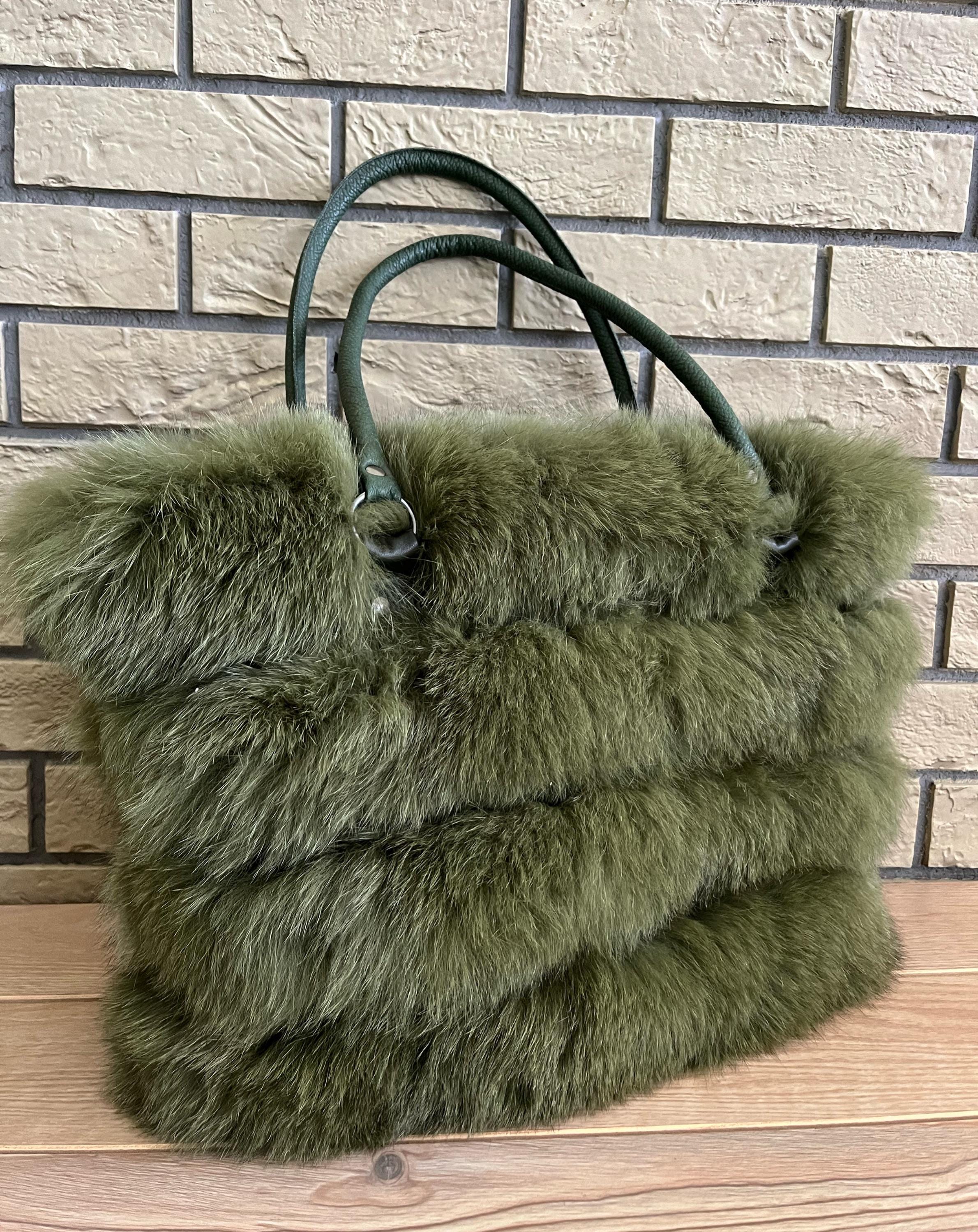 Handmade Green Fox Fur Handbag: Women's Luxury Shoulder Bag - Etsy