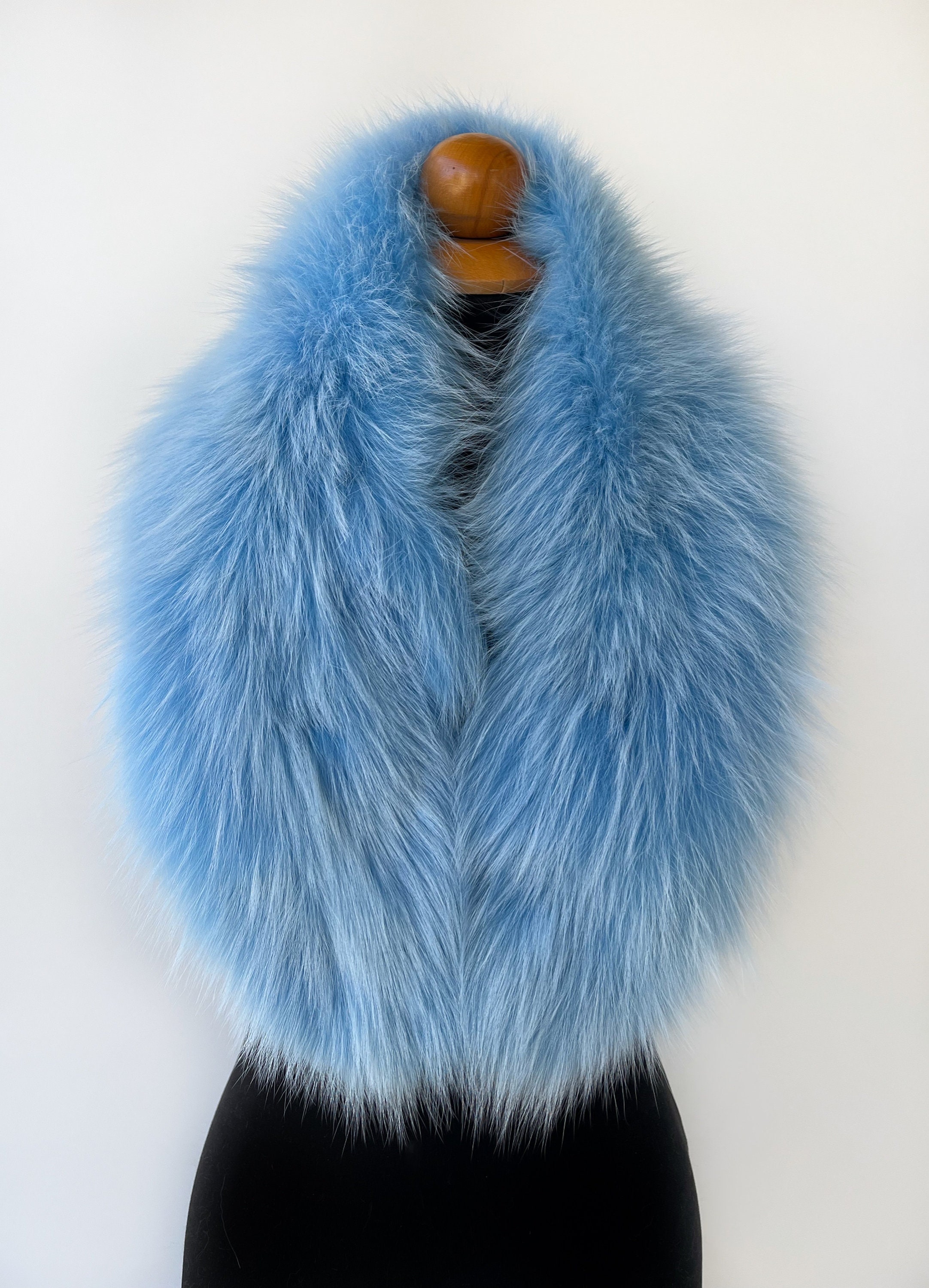 Blue Color Fox Fur Collar Luxury Blue Fur Collar Women s Blue Fur Collar for Coat Real Fur Collar Light Blue Color Fox Fur Collar Etsy