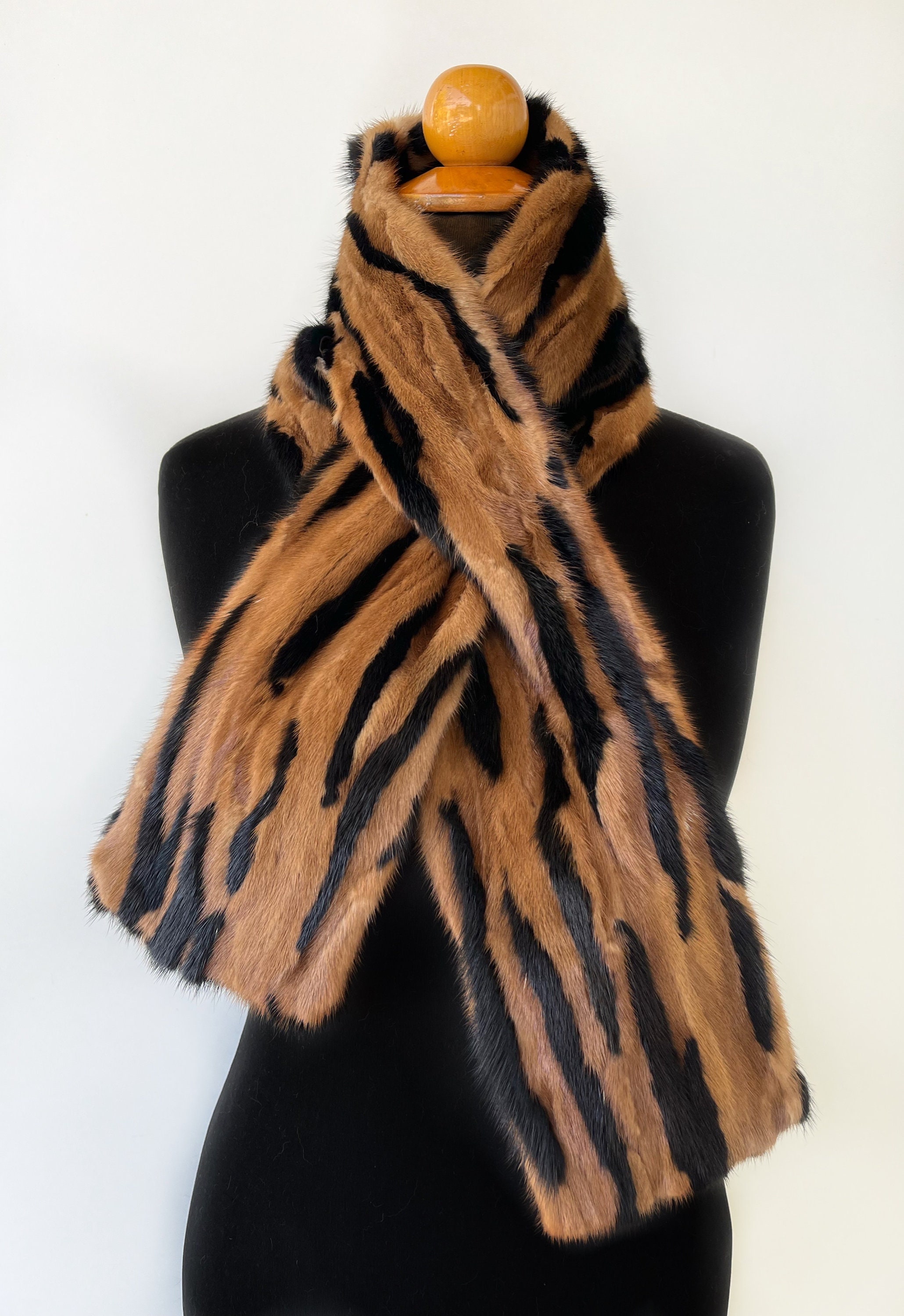 Luxurious Black and Brown Fur Scarf Classic Faux Fur Scarf - Luxury in Mocha - Pandemonium  main image 4