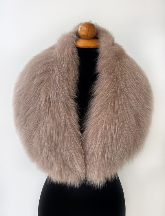 Handgefertigter Fuchs Pelz Kragen Schal: Beige Abnehmbarer