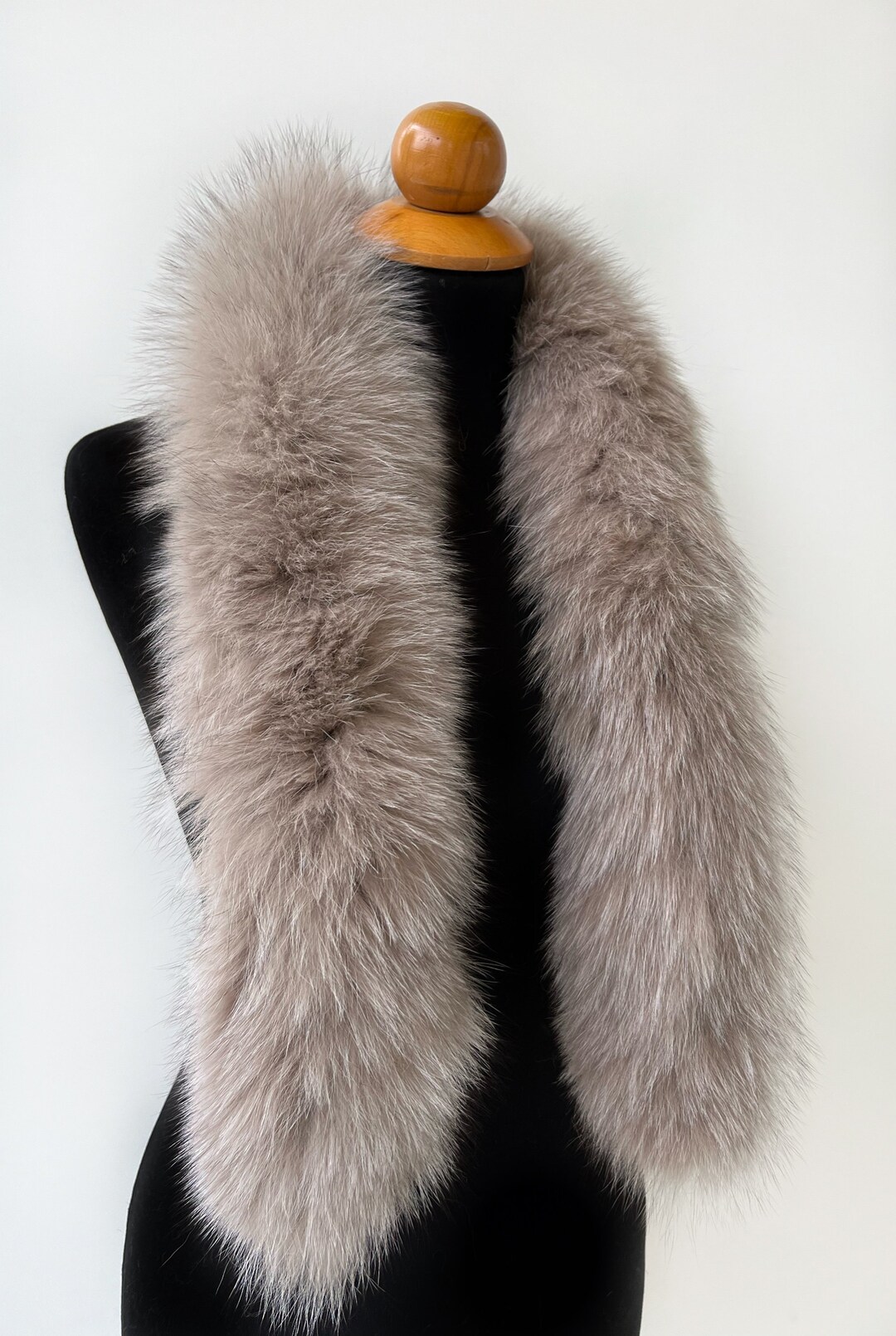 Detachable Gray Fox Fur Hood Trim, Real Fox Fur Hood Stripe, Gray Fur ...