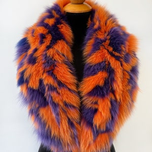 Luxury Detachable Orange Purple Fox Fur Collar For Winter Coat, Luxury Real Fur Multicolor Fox Fur Collar For Womens Mens Winter Coat Jacket zdjęcie 1