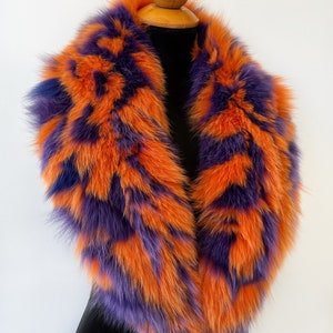 Luxury Detachable Orange Purple Fox Fur Collar For Winter Coat, Luxury Real Fur Multicolor Fox Fur Collar For Womens Mens Winter Coat Jacket zdjęcie 2