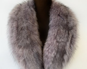 Gray fur collar, Real fox fur collar, Women's fur collar for coat, Men's fur collar, Luxury fox fur collar, Gray fur scarf, Fur accessory