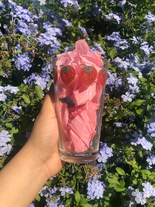 DOITOOL Set Di 2 Bicchieri In Vetro A Forma Di Fragola Con Cannuccia - 300 Ml, Carini Per Succhi E Cocktail