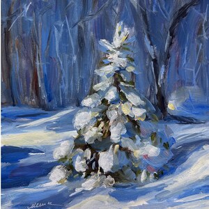 冬の絵画 雪が降る松の木 絵画 木 雪 アートワーク - Etsy 日本