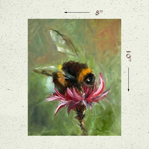 Bumblebee Painting ORIGINAL Bee Art Insect and Flower Oil Artwork 8x10 ...