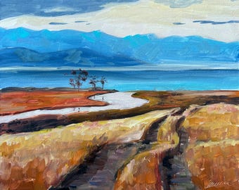 Yellowstone Painting ORIGINAL Wyoming Art Lamar Valley Oil Landscape Wall Decor 8x10'' by Muura