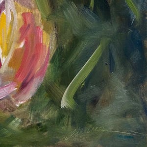 Tulip Impasto Painting ORIGINAL White Flower Bouquet Floral Oil Artwork ...