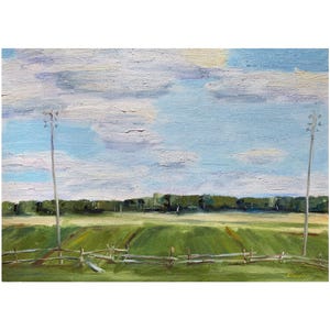 Pennsylvania Painting ORIGINAL Amish Country Art Field Landscape Countryside Oil Cavnas Art Gift Wall Art 10&#39;&#39; x 14&#39;&#39; by Muura