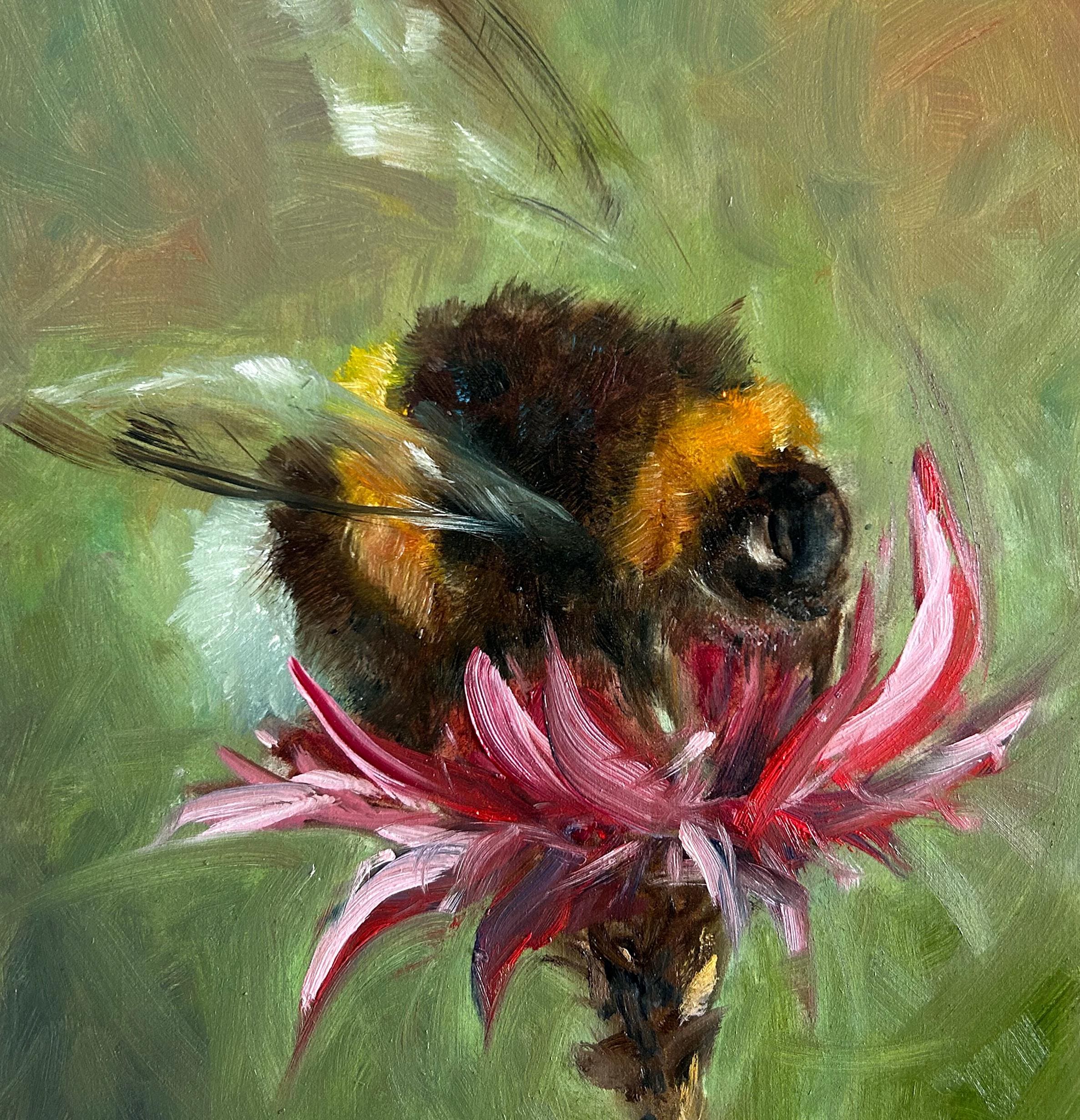 Bumblebee Painting ORIGINAL Bee Art Insect and Flower Oil Artwork 8x10 ...