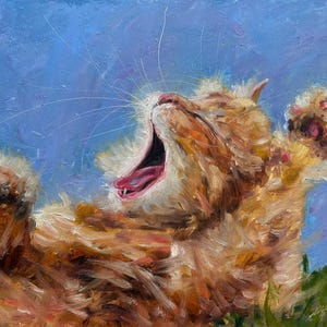 Pintura de gato ORIGINAL, arte de gato pelirrojo atigrado, obra de arte al óleo, animal, arte de pared, regalo, 11 x 14 pulgadas, de Muura