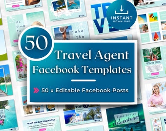 Canva Templates for Travel Agents, Travel Agent Facebook Templates, DIGITAL DOWNLOAD, Editable Canva Templates, Green social media, facebook