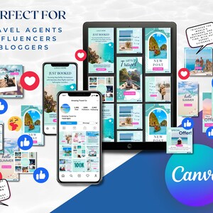Travel Agent Instagram Template Bundle, Canva Templates for Travel ...