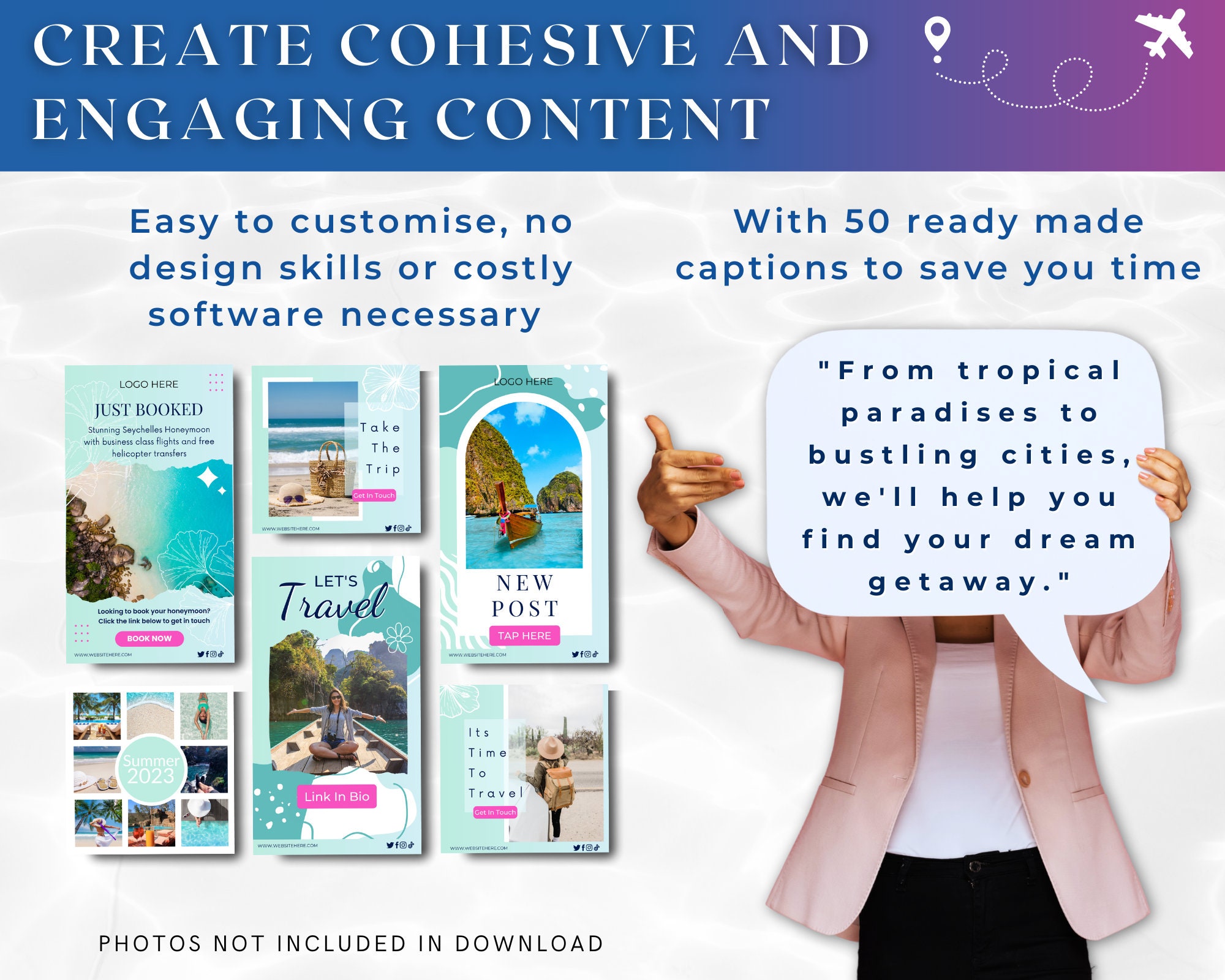 Travel Agent Instagram Template Bundle, Canva Templates for Travel ...
