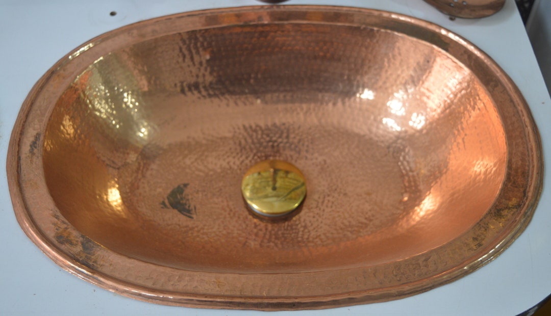 Solid Copper Oval Sink Copper Sink Vanity Vintage Copper Etsy