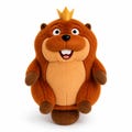 Plush Beaver Toy with Crown, Soft Cuddle Buddy, 20cm (7.87 inches)