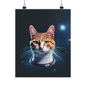 Peering Space Cat Vertical Poster